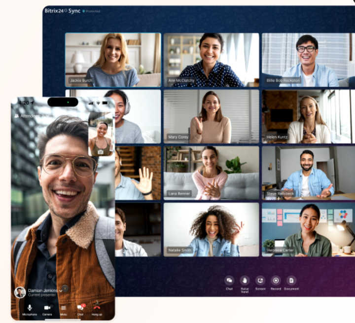 Videoconferência Bitrix24 no celular e desktop